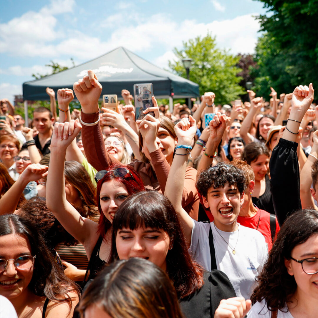 Multitud en un concierto en la calle en Hirian